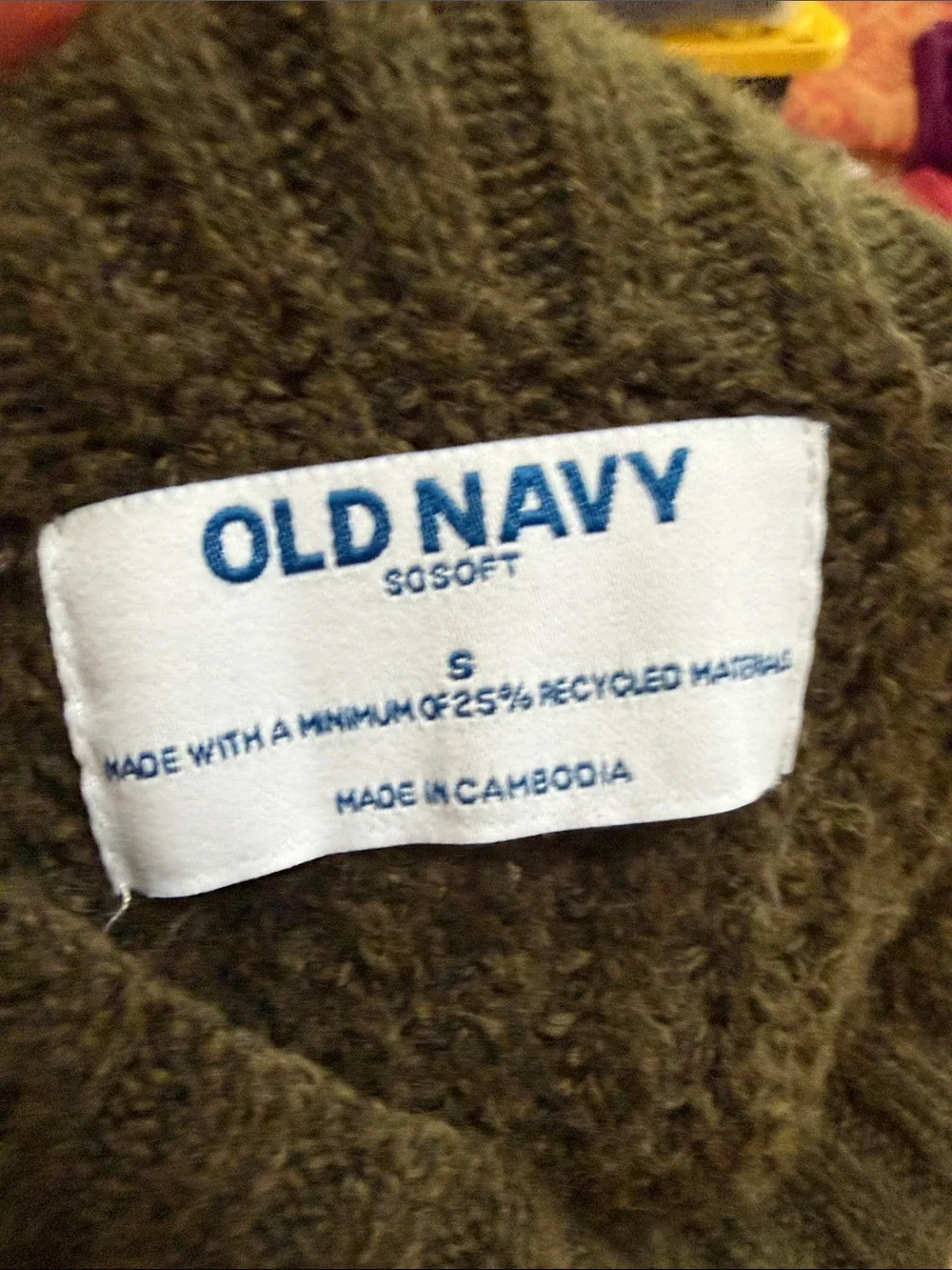 Old Navy Olive Cable Knit Mock Neck Sweater